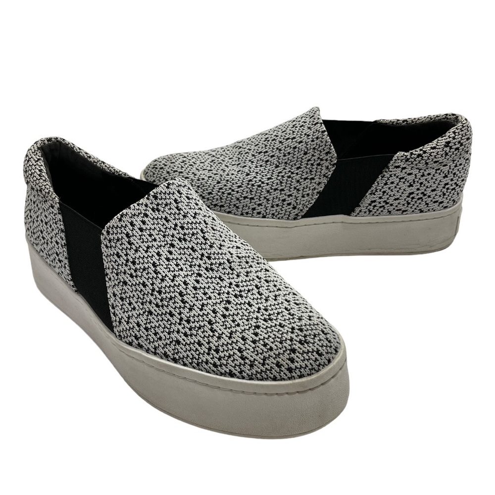 Vince Warren Slip On Sneaker Platform White Black Knit 6.5